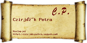 Czirják Petra névjegykártya